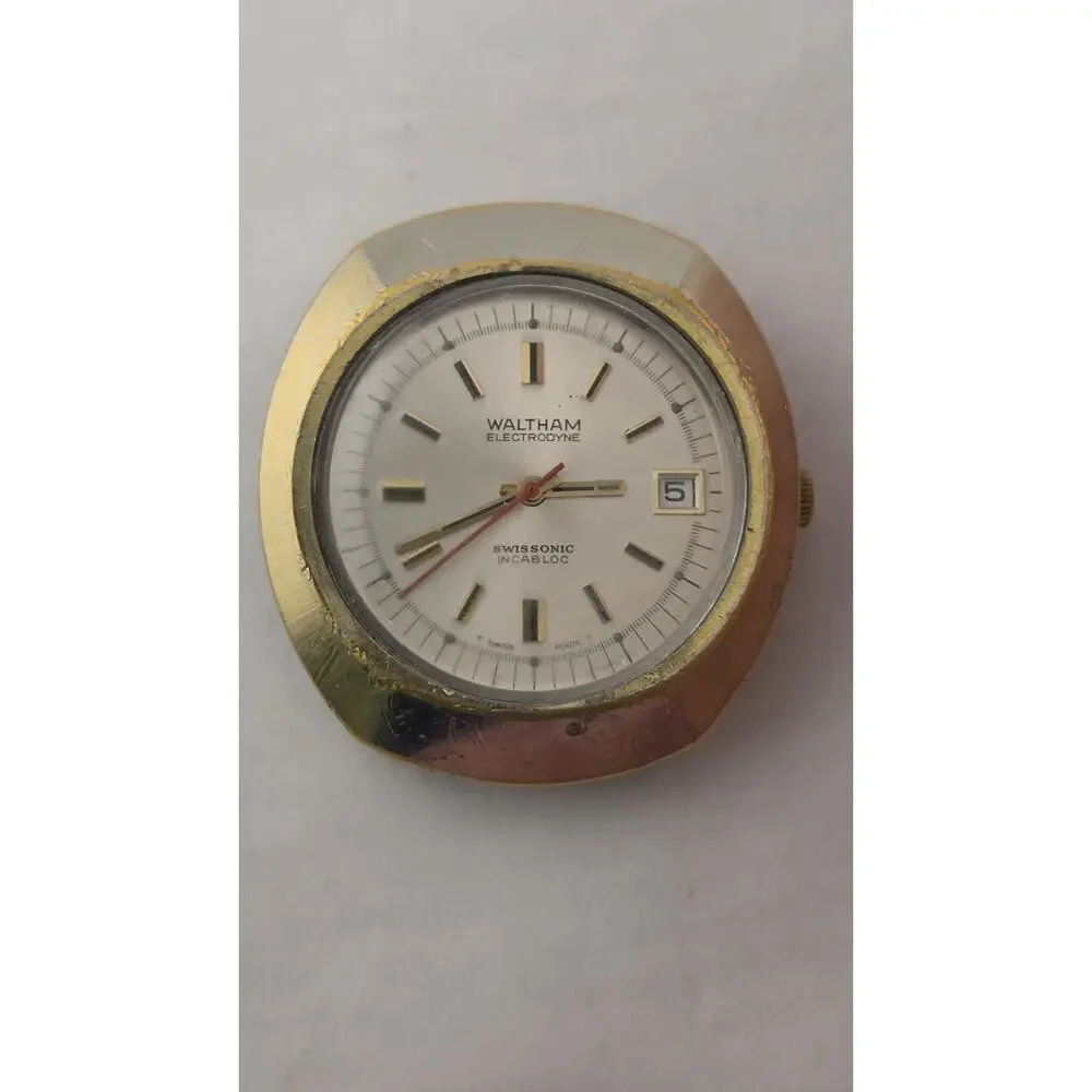 Vintage Mens Waltham GP Electrodyne Swissonic Incabloc Watch Parts or Repair